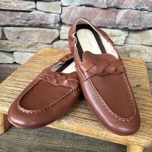 COLE HAAN  Pecan Leather Braided Top Band  7.5 B Soft/ Comfortable Flats